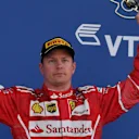 Kimi Raikkonen (FIN) Ferrari celebrates on the podium with the trophy at Formula One World Championship, Rd4, Russian Grand Prix, Race, Sochi Autodrom, Sochi, Krasnodar Krai, Russia, Sunday 30 April 2017. © Sutton Motorsport Images