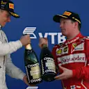 Raikkonen (FIN) and Race winner Bottas (FIN) celebrate on the podium with the champagne at Formula One World Championship, Rd4, Russian Grand Prix, Race, Sochi Autodrom, Sochi, Krasnodar Krai, Russia, Sunday 30 April 2017. © Sutton Motorsport Images
