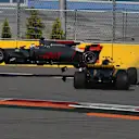 Grosjean (FRA) Haas VF-17 and Palmer (GBR) Renault Sport F1 Team RS17 crash on lap one at Formula One World Championship, Rd4, Russian Grand Prix, Race, Sochi Autodrom, Sochi, Krasnodar Krai, Russia, Sunday 30 April 2017. © Sutton Motorsport Images