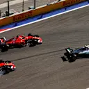 Bottas Mercedes-Benz F1 W08 Hybrid leads Vettel Ferrari SF70-H and Raikkonen Ferrari SF70-H at Formula One World Championship, Rd4, Russian Grand Prix, Race, Sochi Autodrom, Sochi, Krasnodar Krai, Russia, Sunday 30 April 2017. © Sutton Motorsport Images