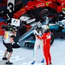 Race winner Bottas Mercedes-Benz F1 celebrates in parc ferme with Vettel (GER) Ferrari SF70-H at Formula One World Championship, Rd4, Russian Grand Prix, Race, Sochi Autodrom, Sochi, Krasnodar Krai, Russia, Sunday 30 April 2017. © Sutton Motorsport Images