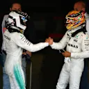 Race winner Bottas (FIN) Mercedes and Lewis Hamilton (GBR) Mercedes celebrate in parc ferme at Formula One World Championship, Rd4, Russian Grand Prix, Race, Sochi Autodrom, Sochi, Krasnodar Krai, Russia, Sunday 30 April 2017. © Sutton Motorsport Images