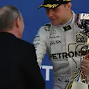 Putin, President of Russia presents the trophy to race winner Bottas Mercedes on the podium at Formula One World Championship, Rd4, Russian Grand Prix, Race, Sochi Autodrom, Sochi, Krasnodar Krai, Russia, Sunday 30 April 2017. © Sutton Motorsport Images