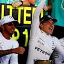 Race winner Valtteri Bottas (FIN) Mercedes AMG F1 celebrates with the team and Lewis Hamilton (GBR) Mercedes AMG F1 at Formula One World Championship, Rd4, Russian Grand Prix, Race, Sochi Autodrom, Sochi, Krasnodar Krai, Russia, Sunday 30 April 2017. © Sutton Motorsport Images