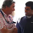 Nigel Mansell (GBR) and Karun Chandhok (IND) at Williams British Grand Prix Preview Day, Silverstone, England, 2 June 2017. © Sutton Images