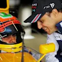 Karun Chandhok (IND) talks to Felipe Massa (BRA) Williams in the Williams Renault FW14B at Williams British Grand Prix Preview Day, Silverstone, England, 2 June 2017. © Sutton Images