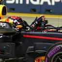 Max Verstappen (NED) Red Bull Racing arrives to celebrate in parc ferme at Formula One World Championship, Rd14, Singapore Grand Prix, Qualifying, Marina Bay Street Circuit, Singapore, Saturday 16 September 2017. © Sutton Images