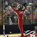 Pole sitter Sebastian Vettel (GER) Ferrari SF70-H celebrates in parc ferme at Formula One World Championship, Rd14, Singapore Grand Prix, Qualifying, Marina Bay Street Circuit, Singapore, Saturday 16 September 2017. © Sutton Images
