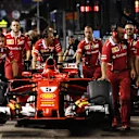 Ferrari mechanics with Ferrari SF70-H in pit lane at Formula One World Championship, Rd14, Singapore Grand Prix, Qualifying, Marina Bay Street Circuit, Singapore, Saturday 16 September 2017. © Sutton Images