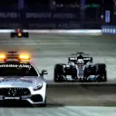 Safety car leads Lewis Hamilton (GBR) Mercedes-Benz F1 W08 Hybrid at Formula One World Championship, Rd14, Singapore Grand Prix, Race, Marina Bay Street Circuit, Singapore, Sunday 17 September 2017. © Manuel Goria/Sutton Images