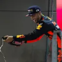 Daniel Ricciardo (AUS) Red Bull Racing celebrates on the podium with the champagne at Formula One World Championship, Rd14, Singapore Grand Prix, Race, Marina Bay Street Circuit, Singapore, Sunday 17 September 2017. © Manuel Goria/Sutton Images