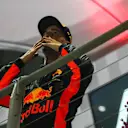 Daniel Ricciardo (AUS) Red Bull Racing Celebrates On the podium at Formula One World Championship, Rd14, Singapore Grand Prix, Race, Marina Bay Street Circuit, Singapore, Sunday 17 September 2017. © Sutton Images