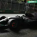 Valtteri Bottas (FIN) Mercedes-Benz F1 W08 Hybrid with glowing front brake discs at Formula One World Championship, Rd14, Singapore Grand Prix, Race, Marina Bay Street Circuit, Singapore, Sunday 17 September 2017. © Sutton Images