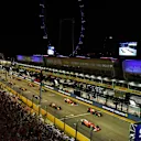 Sebastian Vettel (GER) Ferrari SF70-H leads at the start of the race at Formula One World Championship, Rd14, Singapore Grand Prix, Race, Marina Bay Street Circuit, Singapore, Sunday 17 September 2017. © Kym Illman/Sutton Images