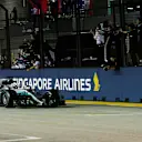 Race winner Lewis Hamilton (GBR) Mercedes-Benz F1 W08 Hybrid crosses the line at Formula One World Championship, Rd14, Singapore Grand Prix, Race, Marina Bay Street Circuit, Singapore, Sunday 17 September 2017. © Kym Illman/Sutton Images