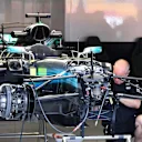 Mercedes-Benz F1 W08 Hybrid in the garage at Formula One World Championship, Rd14, Singapore Grand Prix, Preparations, Marina Bay Street Circuit, Singapore, Thursday 14 September 2017. © Sutton Images