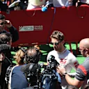 Romain Grosjean (FRA) Haas F1 talks with the media at Formula One World Championship, Rd5, Spanish Grand Prix, Qualifying, Barcelona, Spain, Saturday 13 May 2017. © Sutton Motorsport Images