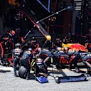 Daniel Ricciardo (AUS) Red Bull Racing RB13 makes a pitstop at Formula One World Championship, Rd5, Spanish Grand Prix, Race, Barcelona, Spain, Sunday 14 May 2017. © Sutton Motorsport Images