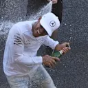 Lewis Hamilton (GBR) Mercedes AMG F1 celebrates with the team and the champagne at Formula One World Championship, Rd5, Spanish Grand Prix, Race, Barcelona, Spain, Sunday 14 May 2017. © Sutton Motorsport Images