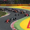 Kimi Raikkonen (FIN) Ferrari SF70-H and Max Verstappen (NED) Red Bull Racing RB13 collide and crash as Sebastian Vettel (GER) Ferrari SF70-H leads at the start of the race at Formula One World Championship, Rd5, Spanish Grand Prix, Race, Barcelona, Spain, Sunday 14 May 2017. © Sutton Motorsport Images