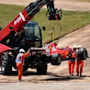 The car of race retiree Kimi Raikkonen (FIN) Ferrari SF70-H is recovered at Formula One World Championship, Rd5, Spanish Grand Prix, Race, Barcelona, Spain, Sunday 14 May 2017. © Sutton Motorsport Images