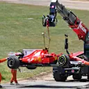 The car of race retiree Kimi Raikkonen (FIN) Ferrari SF70-H is recovered at Formula One World Championship, Rd5, Spanish Grand Prix, Race, Barcelona, Spain, Sunday 14 May 2017. © Sutton Motorsport Images