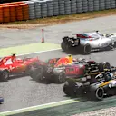 Kimi Raikkonen (FIN) Ferrari SF70-H AND Max Verstappen (NED) Red Bull Racing RB13 collide at the start of the race at Formula One World Championship, Rd5, Spanish Grand Prix, Race, Barcelona, Spain, Sunday 14 May 2017. © Sutton Motorsport Images