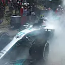 The smoking car of race retiree Valtteri Bottas (FIN) Mercedes-Benz F1 W08 Hybrid at Formula One World Championship, Rd5, Spanish Grand Prix, Race, Barcelona, Spain, Sunday 14 May 2017. © Sutton Motorsport Images