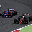 Carlos Sainz (ESP) Scuderia Toro Rosso STR12 and Kevin Magnussen (DEN) Haas VF-17 battle at Formula One World Championship, Rd5, Spanish Grand Prix, Race, Barcelona, Spain, Sunday 14 May 2017. © Sutton Motorsport Images