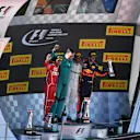 Sebastian Vettel (GER) Ferrari, Lewis Hamilton (GBR) Mercedes AMG F1 and Daniel Ricciardo (AUS) Red Bull Racing celebrate on the podium at Formula One World Championship, Rd5, Spanish Grand Prix, Race, Barcelona, Spain, Sunday 14 May 2017. © Sutton Motorsport Images