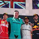 Sebastian Vettel (GER) Ferrari, Lewis Hamilton (GBR) Mercedes AMG F1 and Daniel Ricciardo (AUS) Red Bull Racing celebrate on the podium at Formula One World Championship, Rd5, Spanish Grand Prix, Race, Barcelona, Spain, Sunday 14 May 2017. © Sutton Motorsport Images