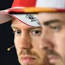 Sebastian Vettel (GER) Ferrari and Fernando Alonso (ESP) McLaren in the Press Conference at Formula One World Championship, Rd5, Spanish Grand Prix, Preparations, Barcelona, Spain, Thursday 11 May 2017. © Sutton Motorsport Images