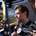Jolyon Palmer (GBR) Renault Sport F1 Team talks with the media at Formula One Testing, Day Three, Barcelona, Spain, 1 March 2017. © Sutton Images