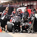 Romain Grosjean (FRA) Haas VF-17 pit stop at Formula One Testing, Day Three, Barcelona, Spain, 1 March 2017. © Sutton Images