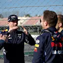 Jos Verstappen (NDL), Max Verstappen (NED) Red Bull Racing, Christian Horner (GBR) Red Bull Racing Team Principal and Gianpiero Lambiase (ITA) Red Bull Racing Race Engineer at Formula One Testing, Day Three, Barcelona, Spain, 1 March 2017. © Sutton Images