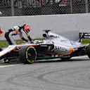 Esteban Ocon (FRA) Force India VJM10 stops on track at Formula One Testing, Day Two, Barcelona, Spain, 28 February 2017. © Sutton Images