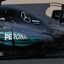 Valtteri Bottas (FIN) Mercedes-Benz F1 W08 Hybrid rear wing detail at Formula One Testing, Day Two, Barcelona, Spain, 28 February 2017. © Sutton Images