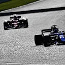 Carlos Sainz jr (ESP) Scuderia Toro Rosso STR12 and Kimi Raikkonen (FIN) Ferrari SF70-H at Formula One Testing, Day Four, Barcelona, Spain, 10 March 2017. © Sutton Images