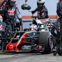 Romain Grosjean (FRA) Haas VF-17 pit stop at Formula One Testing, Day Four, Barcelona, Spain, 10 March 2017. © Sutton Images