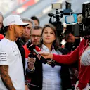 Lewis Hamilton (GBR) Mercedes AMG F1 talks to the media at Formula One Testing, Day One, Barcelona, Spain, 7 March 2017. © Sutton Images