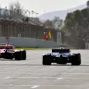 Lewis Hamilton (GBR) Mercedes-Benz F1 W08 Hybrid and Sebastian Vettel (GER) Ferrari SF70-H at Formula One Testing, Day One, Barcelona, Spain, 7 March 2017. © Sutton Images