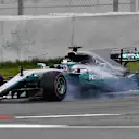 Valtteri Bottas (FIN) Mercedes-Benz F1 W08 Hybrid locks up at Formula One Testing, Day Two, Barcelona, Spain, 8 March 2017. © Sutton Images