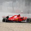Kimi Raikkonen (FIN) Ferrari SF70-H crashes at Formula One Testing, Day Two, Barcelona, Spain, 8 March 2017. © Sutton Images