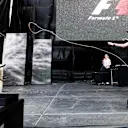 Nico Hulkenberg (GER) Renault Sport F1 Team tries the lassoo at Formula One World Championship, Rd17, United States Grand Prix, Qualifying, Circuit of the Americas, Austin, Texas, USA, Saturday 21 October 2017. © Zak Mauger/LAT/Sutton Images