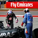 Romain Grosjean (FRA) Haas VF-17 spins into the gravel in FP3 at Formula One World Championship, Rd17, United States Grand Prix, Qualifying, Circuit of the Americas, Austin, Texas, USA, Saturday 21 October 2017. © Zak Mauger/LAT/Sutton Images