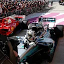 Race winner Lewis Hamilton (GBR) Mercedes AMG F1 arrives and celebrates in parc ferme at Formula One World Championship, Rd17, United States Grand Prix, Race, Circuit of the Americas, Austin, Texas, USA, Sunday 22 October 2017. © Manuel Goria/Sutton Images