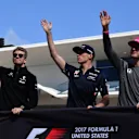 Nico Hulkenberg (GER) Renault Sport F1 Team, Max Verstappen (NED) Red Bull Racing and Stoffel Vandoorne (BEL) McLaren on the drivers parade at at Formula One World Championship, Rd17, United States Grand Prix, Race, Circuit of the Americas, Austin, Texas, USA, Sunday 22 October 2017. © Mark Sutton/Sutton Images