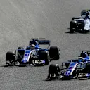 Pascal Wehrlein (GER) Sauber C36 and Marcus Ericsson (SWE) Sauber C36 battle at Formula One World Championship, Rd17, United States Grand Prix, Race, Circuit of the Americas, Austin, Texas, USA, Sunday 22 October 2017. © Manuel Goria/Sutton Images