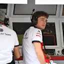 Charles Leclerc, Alfa Romeo Sauber F1 Team and Frederic Vasseur, Alfa Romeo Sauber F1 Team, Team Principal on the pit wall gantry in FP1 at Formula One World Championship, Rd21, Abu Dhabi Grand Prix, Practice, Yas Marina Circuit, Abu Dhabi, UAE, Friday 23 November 2018.