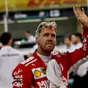 Sebastian Vettel, Ferrari celebrates in Parc Ferme at Formula One World Championship, Rd21, Abu Dhabi Grand Prix, Qualifying, Yas Marina Circuit, Abu Dhabi, UAE, Saturday 24 November 2018.
